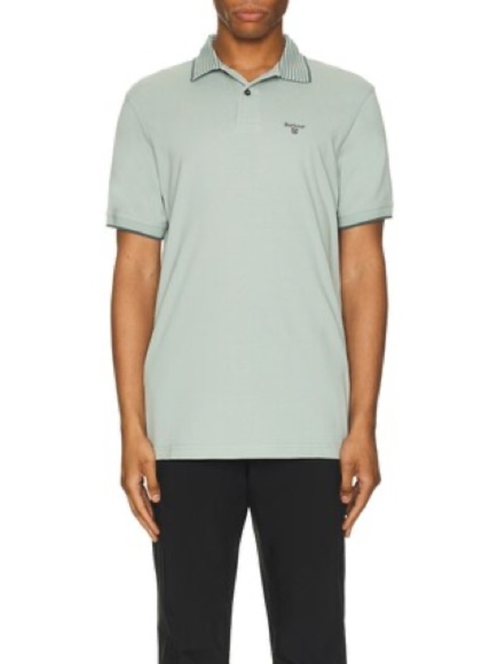 Barbour Denwick Short-Sleeve Polo with Striped Collar